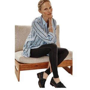 J.Jill Womens Ponte Leggings Black size Medium faux leather trim